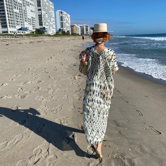 Zara Limited Edition Printed Multicolor 100% Ramie Tunic Kaftan Summer Dress XS - Picture 2 of 8